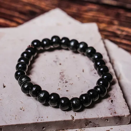 Vista 4 de MILAKOO 6 pulseras de cuero trenzado para hombres y mujeres de madera con cuentas de pulsera ajustable