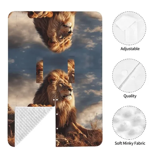 Vista 7 de Baby Car Seat Canopy Cover for Mom, Soft Breathable Nursing Breastfeeding Covers Multi Use Stroller Sun Shade Newborn Shower Gift，Two Lions