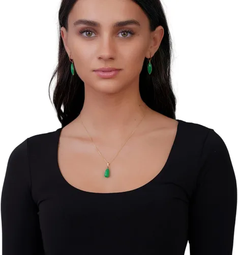 Vista 3 de Beaux Bijoux Colgantes de jade genuino para mujer, colgantes de piedras preciosas de jade verde natural de la buena suerte en oro de 14 quilates