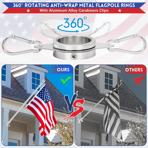 Vista 2 de Anillos giratorios de asta de bandera de 1 pulgada, clips giratorios de aleación de aluminio anti-envoltura de 360°, anillos giratorios de montaje