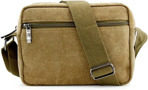 Vista 4 de GEARONIC TM - Bolso bandolera de lona para hombre, estilo vintage, para la escuela, senderismo, militar, viajes, bolsa de hombro
