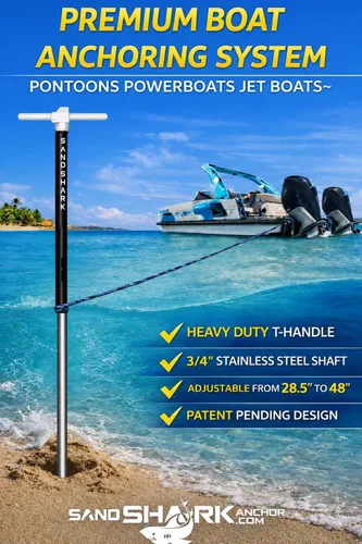 Vista 7 de Ancla SandShark - Ancla de tornillo premium para barco, ancla para barco de pontón, poste de ancla para agua poco profunda de acero inoxidable