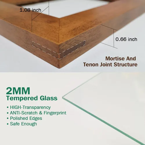 Vista 3 de Eosglac Marco de fotos de 5 x 7 pulgadas de madera con paspartú para fotos de 4 x 6 y vidrio templado HD, marcos de fotos rústicos de madera maciza