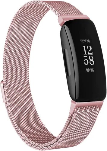 Vista 11 de Vanjua Correa de repuesto de malla metálica de acero inoxidable ajustable para Fitbit Inspire 2 / HR / Fitness Tracker (S, negro)