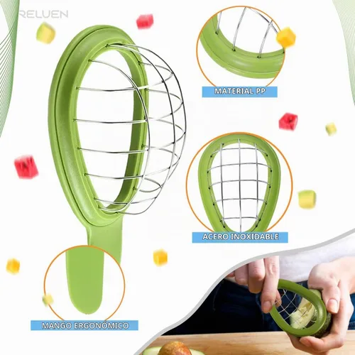 Vista 4 de Herramienta para cortar aguacate – Cuber de aguacate de 3.2 x 6.3 pulgadas con mango ergonómico, fácil de usar y limpiar, plástico de grado