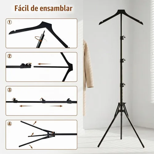 Vista 4 de Paquete de 2 soportes de exhibición ajustables para camisas de 32 a 63 Negro-2pcs