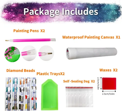 Vista 6 de JATOK Kits de pintura de diamantes para adultos, kits de arte de diamantes en cascada colorida 5D para principiantes, pintura de taladro redondo