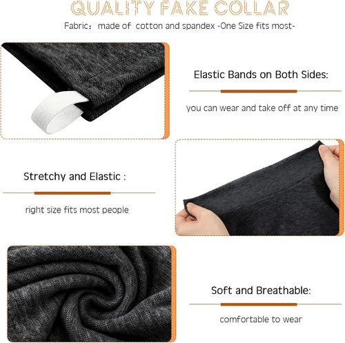 Vista 6 de Tarpop 8 piezas de cuello alto falso de cuello alto falso desmontable falso mitad superior falso cuello de blusa cuello para mujeres, hombres