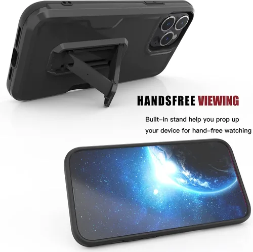 Vista 3 de Compatible con Apple iPhone 13 Pro Max Armor Kombo Kickstand Funda con clip para cinturón, híbrida, resistente, resistente, a prueba de golpes