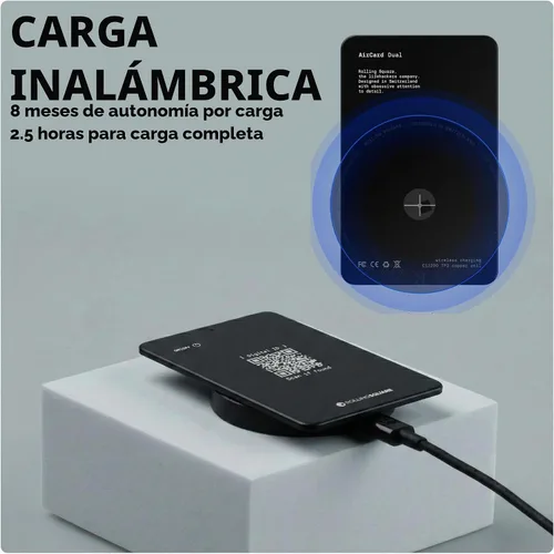 Vista 3 de Rolling Square AirCard Dual - Rastreador de billetera Bluetooth - Compatible con Apple iOS Find My y Google Android Find Hub - Carga inalámbrica