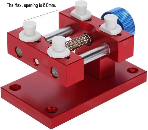 Vista 4 de Soporte de caja de reloj ajustable, reloj de pulsera de metal para reparación de caja abierta, soporte para correa de reloj, herramienta