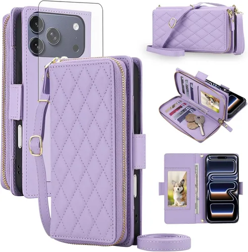 Vista 36 de Asuwish Funda compatible con iPhone 6/6s/7/8/SE 2020 2022 con cremallera y bloqueo RFID, protector de pantalla, correa cruzada i6 i7 i8 7s 8s SE2020