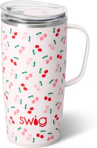 Vista 47 de Swig Life Taza de Viaje de 18 oz, Vaso Aislante con Asa y Tapa, Taza de Café de Viaje, Compatible con Portavasos, Acero Inoxidable, Vaso de 18 oz