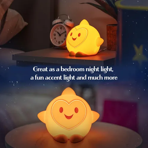 Vista 4 de Disney Wish Squishy Light, luz nocturna para niños, lámpara USB, funciona con pilas, regulable, luz de estrella ideal para dormitorio, sala