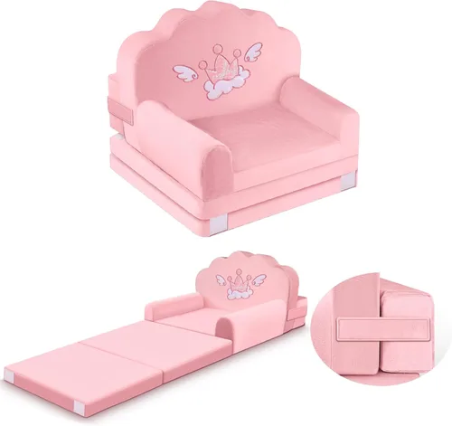 Vista 13 de Sofá cama de dinosaurio para niños con funda extraíble lavable y respaldo de cinta mágica - Silla plegable para niños pequeños, cómodos muebles