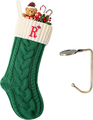 Vista 138 de Botas de Navidad personalizadas, iniciales personalizadas, 18 pulgadas, botas de Navidad tejidas con letras para colgar en la chimenea, botas