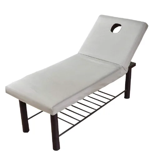 Vista 2 de Sólida mesa de salón de masaje, sábana bajera ajustable elástica con cubierta completa con agujero