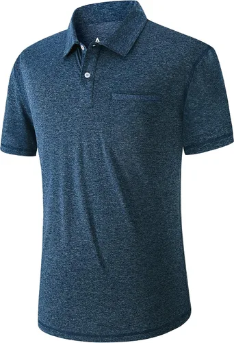 Vista 45 de V VALANCH Polo de golf de manga corta para hombre, estilo casual, con cuello que absorbe la humedad