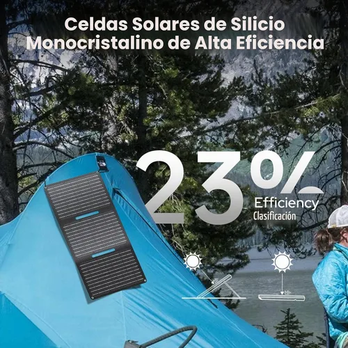 Vista 4 de ENOFLO Cargador de panel solar de 30 W YT30 Panel solar plegable IP65 Cargador solar impermeable con QC3.0 USB y salida CC (10 conectores) 24%
