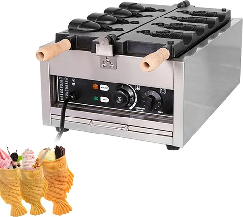 Vista 12 de Taiyaki - Plancha para hacer gofres de pescado, máquina eléctrica Taiyaki, máquina para hacer gofres de mermelada o helado de uso comercial
