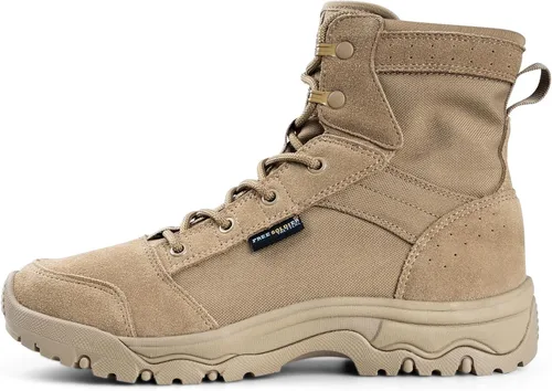 Vista 10 de FREE SOLDIER Botas de senderismo tácticas para hombre, ligeras, cómodas, botas de trabajo de combate de 6 pulgadas Canela