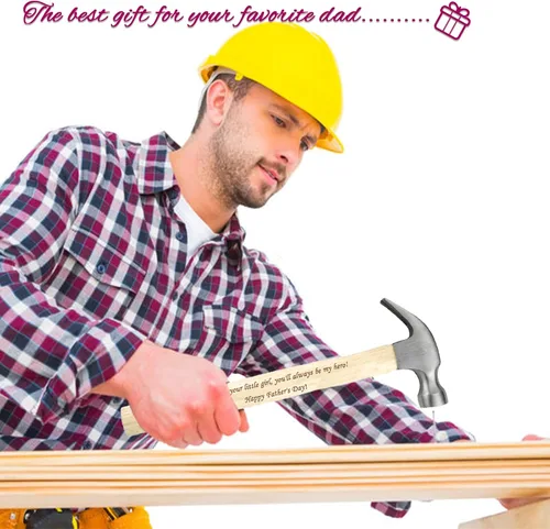 Vista 5 de Martillo de mango de madera personalizado con texto, martillo de garra personalizado grabado con láser para hombres, papá, marido, padrinos de boda