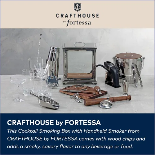 Vista 4 de Crafthouse by Fortessa - Caja de cristal para ahumar cóctel con ahumador de mano