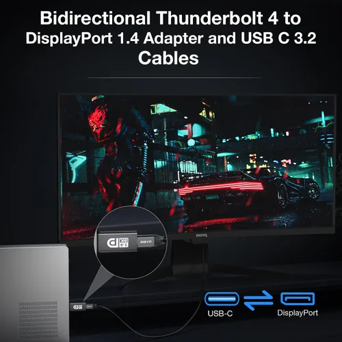 Vista 2 de Adaptador USB C a DisplayPort 1.4 de 8K a 60Hz y cable USB C 3.2 Gen2x2, convertidor Thunderbolt 4 y 5 a DP, compatible con MacBook, iPhone