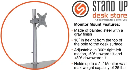 Vista 6 de Escritorio de pie con altura ajustable móvil con soporte para monitor, Negro 48