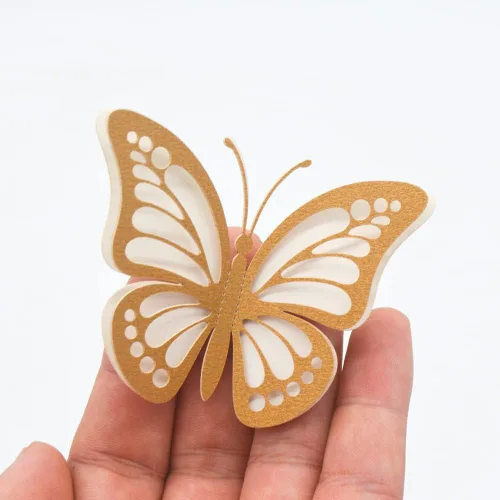 Vista 3 de 20 calcomanías de pared con mariposas 3D, calcomanías de papel de doble capa, calcomanías de mariposa extraíbles para decoración de salas de estar