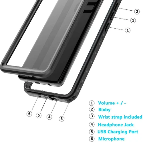 Vista 7 de Goodaa Funda impermeable para Samsung Galaxy S10 Plus, protector de pantalla integrado, certificado IP68, protección subacuática, a prueba