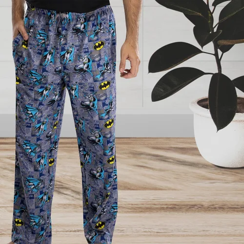 Vista 4 de DC Comics - Pantalones de pijama clásicos de Batman con estampado de cómic para hombre