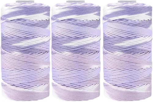 Vista 11 de 3 rollos de cuerda de macramé de 0.059 pulgadas, 3.53 oz/madeja de un solo hilo de cáñamo de color hielo, hilo de macramé para tejer, ganchillo