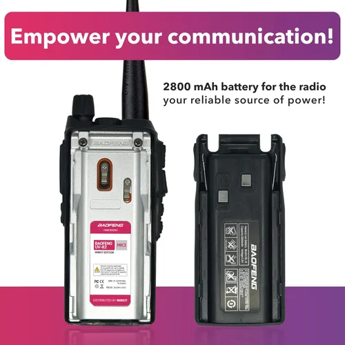 Vista 5 de Mirkit Baofeng - Radio de jamón UV-82 MK3 - Walkie Talkies de largo alcance 5 W de potencia máxima Radio bidireccional VHF/UHF 144-148/420-450 MHz