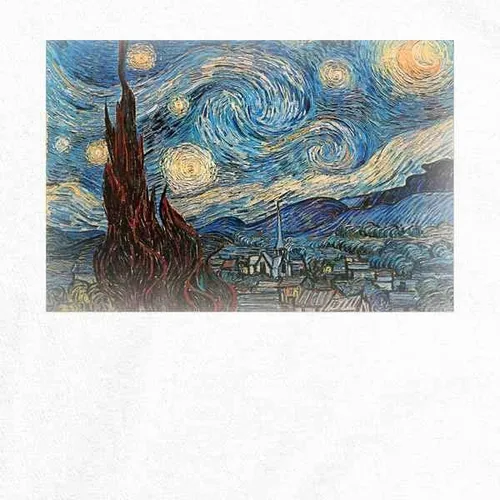 Vista 3 de Pop Threads Starry Night Vincent Van Gogh Painting Art Graphic Tee T-Shirt for Men