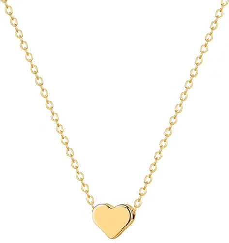 Vista 13 de Zeffy - Lindo collar de corazón chapado en plata/oro de 18 quilates, collar de cadena con dije de corazón pequeño para mujer, joyas delicadas