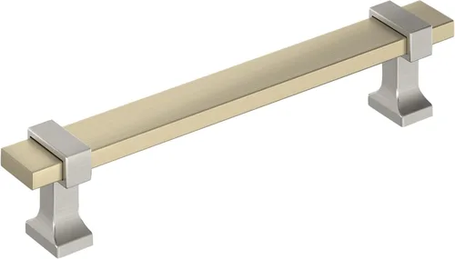 Vista 10 de Amerock Overton - Tirador para gabinete de 96 mm de centro a centro en acabado negro mate cepillado/bronce champán, BP36681BMBCZ