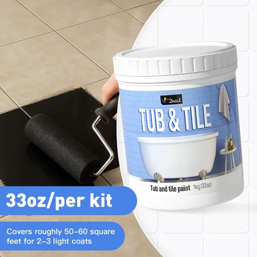 Vista 7 de DWIL Pintura para Bañera, Kit de Renovación de Bañera y Azulejos 33 oz con Herramientas, Kit de Renovación de Azulejos Pintura Negra para Bañera a