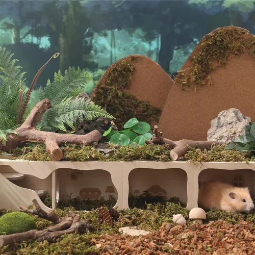 Vista 11 de Casa de madera para hámster, túnel de hábitat para mascotas