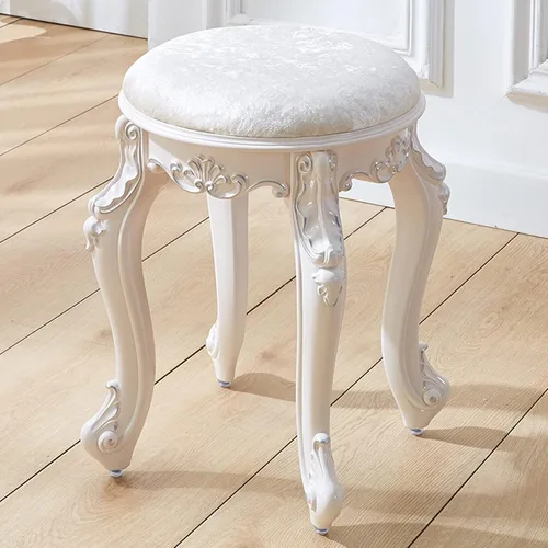Vista 9 de Taburete de tocador, taburete de maquillaje, banco acolchado, asiento de piano en dormitorio, baño, pata de acero de plástico ABS, 16.9 in