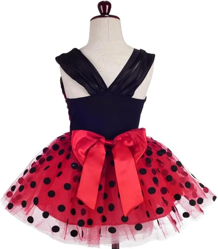 Vista 2 de Dressy Daisy Disfraz de mariquita a lunares para niñas, vestido de tutú para Halloween, Navidad, vestidos de fiesta, talla 3-8