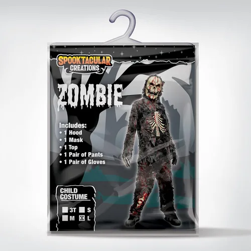 Vista 6 de Spooktacular Creations Disfraz de zombi negro realista y aterrador para niños, fiesta de disfraces de Halloween, juegos de rol, fiestas temáticas
