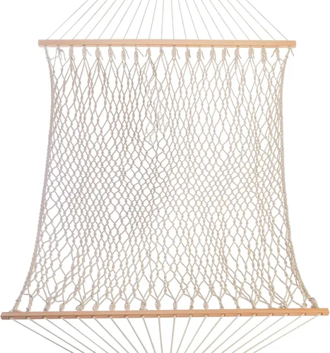 Vista 5 de Castaway Living - Hamaca doble tradicional tejida a mano con cuerdas de algodón, de 13 pies con cadenas de extensión, y ganchos para árboles gratis