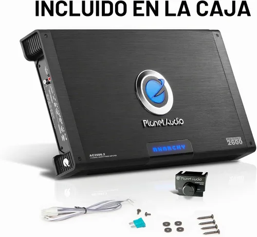 Vista 5 de Planet Audio AC1000.2 Anarchy amplificador estable de 2 ohmios, rango completo de 1000 W, clase A/B, de 2 canales, 2600 vatios máx. Estable a 2 ohm.