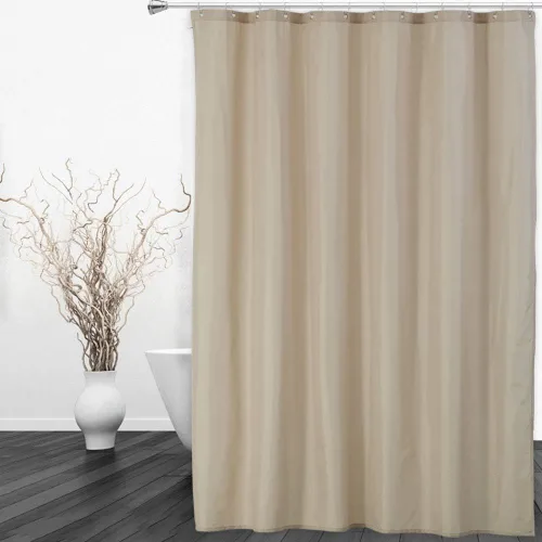Vista 10 de Cortina de ducha de tela 100% impermeable con imanes para baño, 72 x 72 pulgadas, color marfil