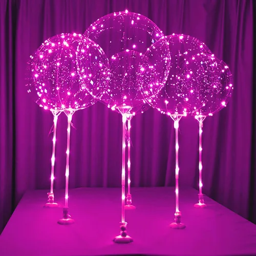 Vista 12 de Lightsfever 6 globos con luz LED con palos, centros de mesa para fiesta Azul