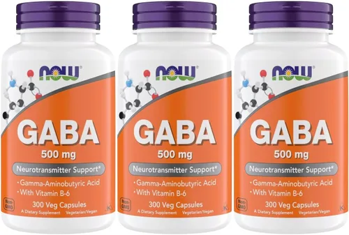 Vista 8 de NOW Foods Suplementos, GABA (ácido gamma-aminobutírico) 500 mg + B-6, neurotransmisor natural*, 300 cápsulas vegetales