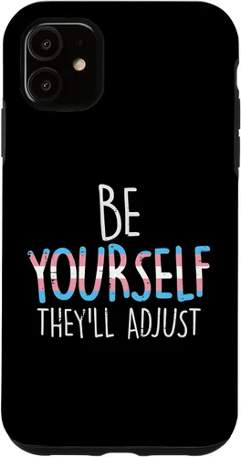 Vista 5 de Funda para iPhone 15 Be Yourself Theyll Adjust Transgénero Trans Pride Flag LGBT