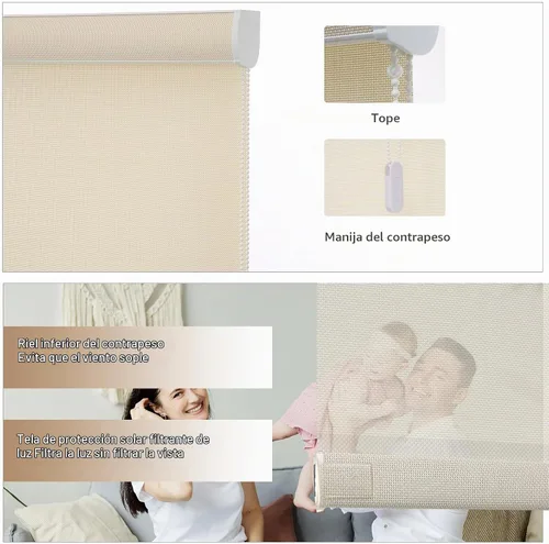 Vista 5 de MYshade - Persianas enrollables personalizadas para ventana, filtro de luz, persianas enrollables de malla con cordón, persianas de tela de malla