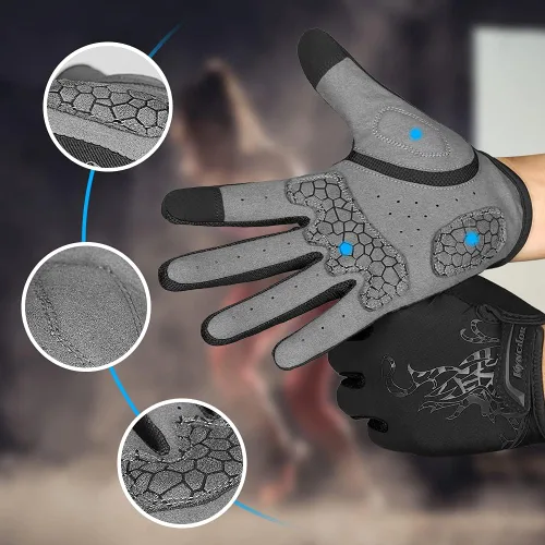 Vista 4 de Kyncilor Guantes de ciclismo, guantes de ciclismo, guantes de correr para hombres y mujeres, guantes de entrenamiento de dedo completo, pantalla